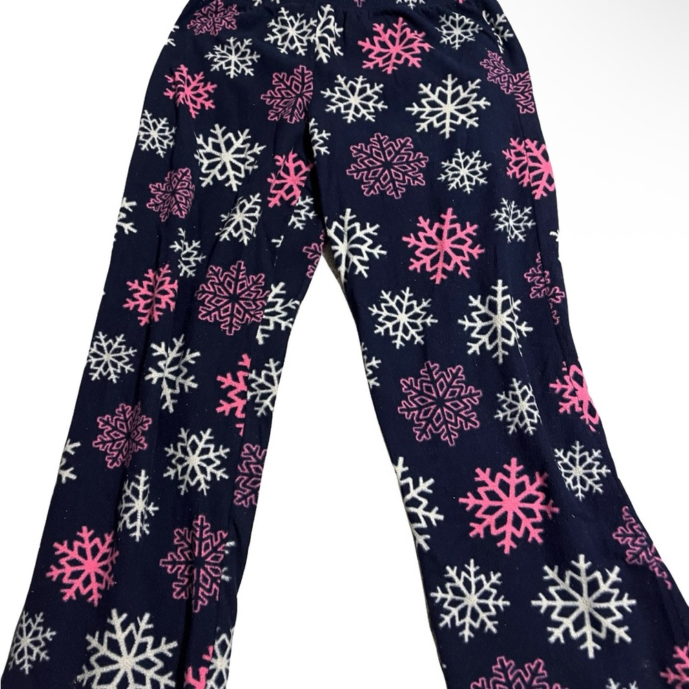 Justice Navy Pajama Pants with Pink and White Snowflakes